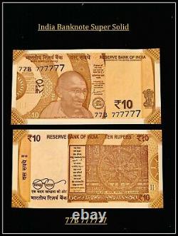 Rs 10/- 77B 777777 India Banknote Super Solid RARE UNIQUE GEM UNC