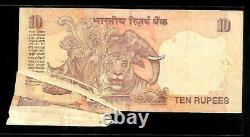 Rs 10/- India Banknote Massive ERROR HEAVY CREASE AND EXTRA PAPER