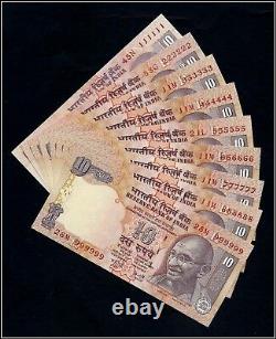 Rs 10/- SOLID NUMBER SET PREVIOUS Issue 111111 999999 GEM UNC