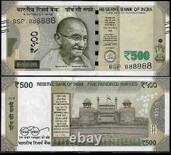 Rs 500/- India Banknote LATEST ISSUE Super Solid Number 8 888888 UNC