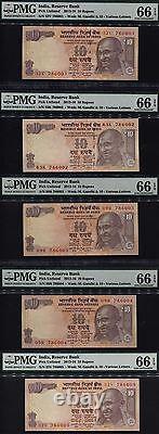 Tt 2013-16 India 10 Rupees Sequential Sacred S/n 786001 Thru 786010 Ten Pmg 66's