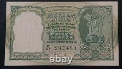 Unc India 5 Rupees First Issue Rama Rao Unc (2 Pinholes) Look Scans