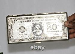 Vintage Brass Paper Money Box Original Old Hand Crafted Engraved, AMERICA