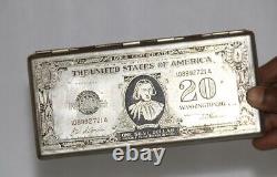 Vintage Brass Paper Money Box Original Old Hand Crafted Engraved, AMERICA