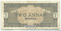 Ww2 Prisoners Of War Camp Bhopal India 2 Annas (rare) Ch Vf+