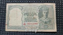 XTRA RARE British India 5 Rs RED SERIAL KGVI Front Face C. D. Deshmukh